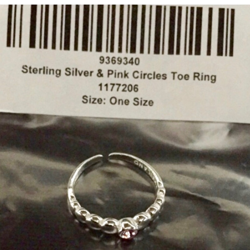 Toe Ring - 925 Sterling Silver & Crystal Bead π - Picture 5 of 5